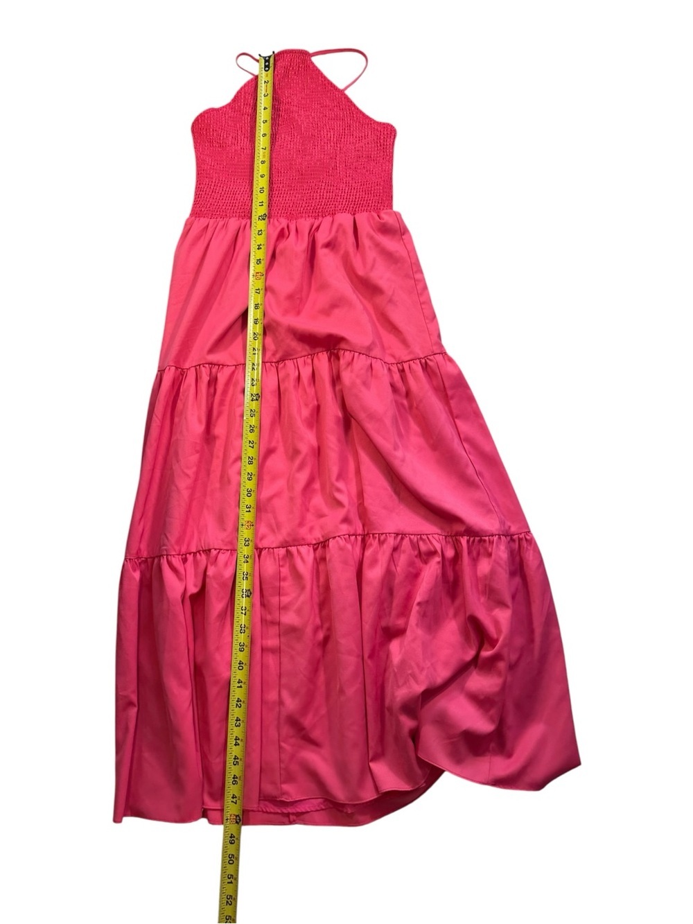 Lulus Pier and Now Hot Pink Smocked Tie-Back Midi Dress Size Medium - Picture 6 of 11